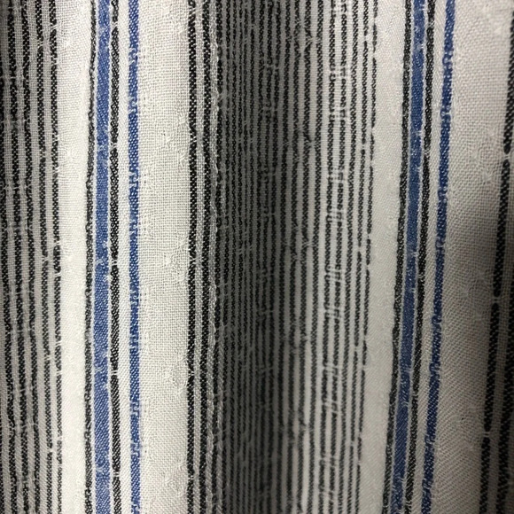 Angie Boho  Striped Pants Blue White Black S Elastic Waistband Tassels Pockets - Picture 9 of 12